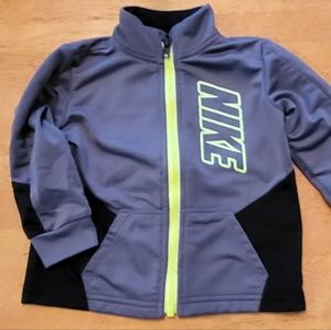 Nike Jacket Zippered Black and gray, w/ chartreuse graphics. Toddler sz 18 month